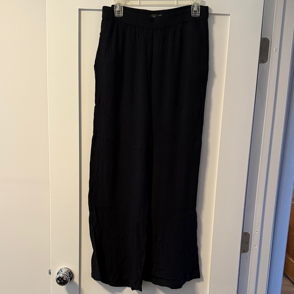 Volcom Black Wide Leg Pants Size L | Flowing Lounge Beachy Pull-On Elastic Waist